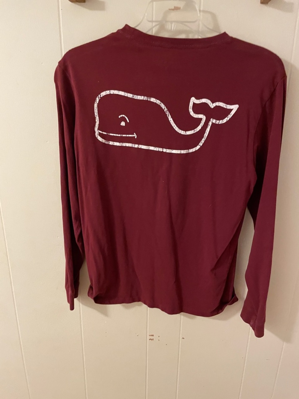 Vineyard Vines Maroon Long Sleeve Tee with White Whale Graphic